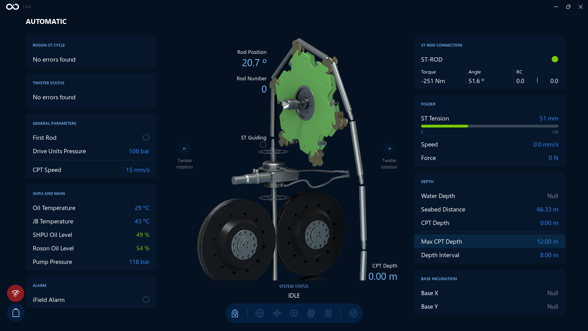 Max CPT Depth Visualization screen