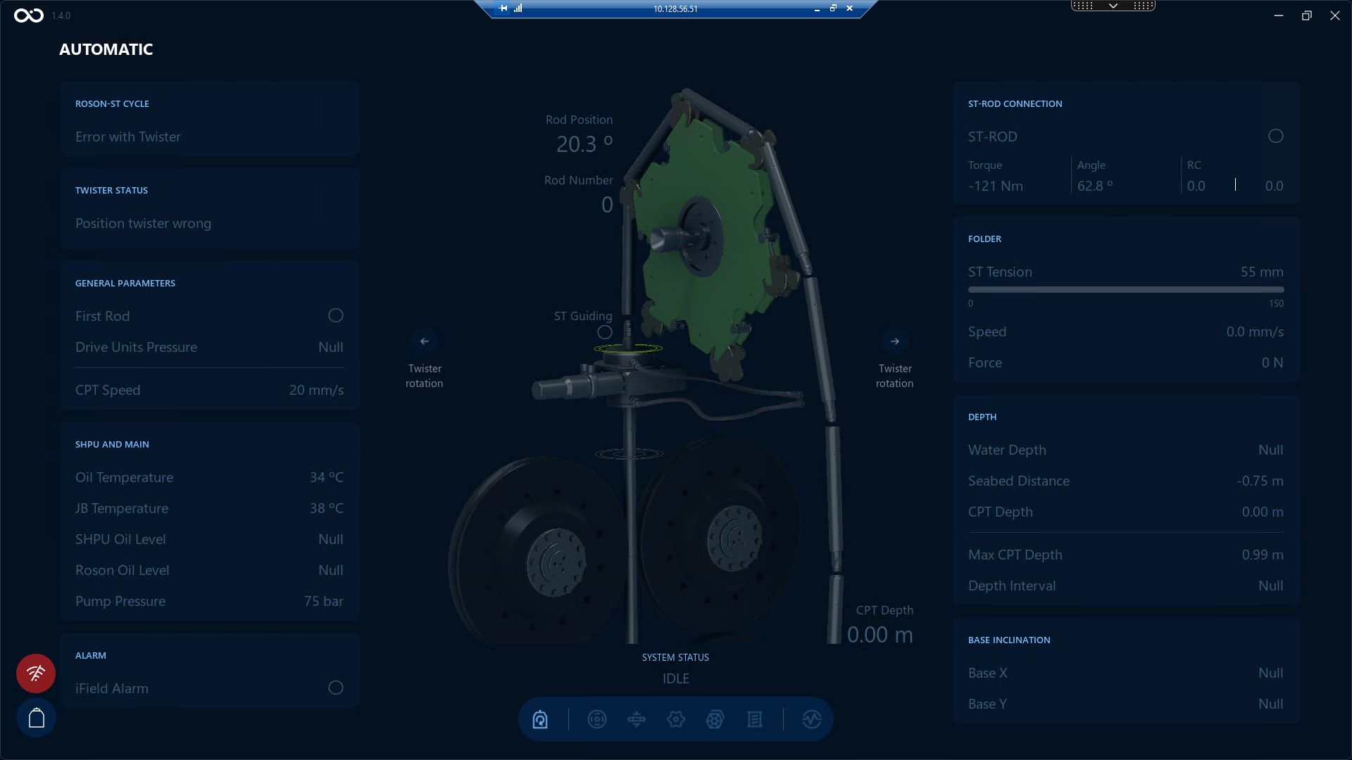 Visualization screen when the system is powered off 