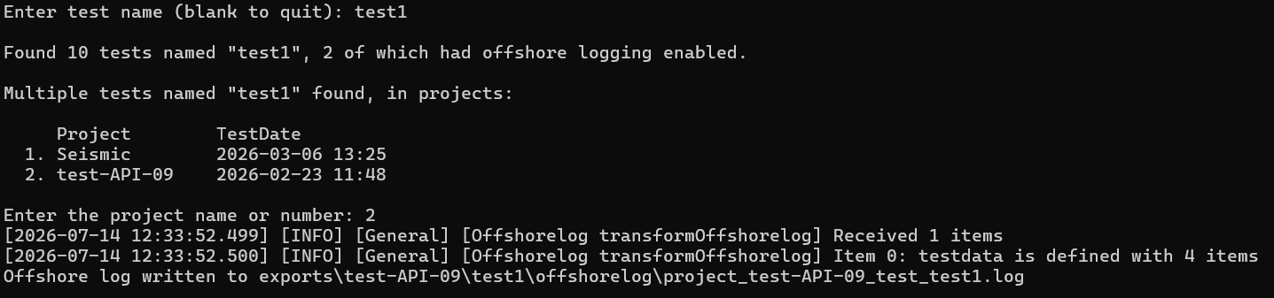 Selecting a project by number when multiple tests share the same name