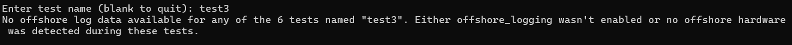 Tests found but none had offshore logging enabled