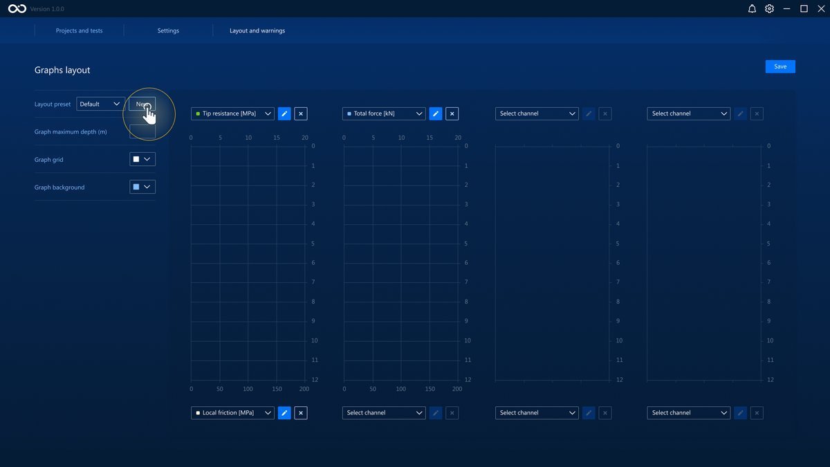 The button to create a new preset