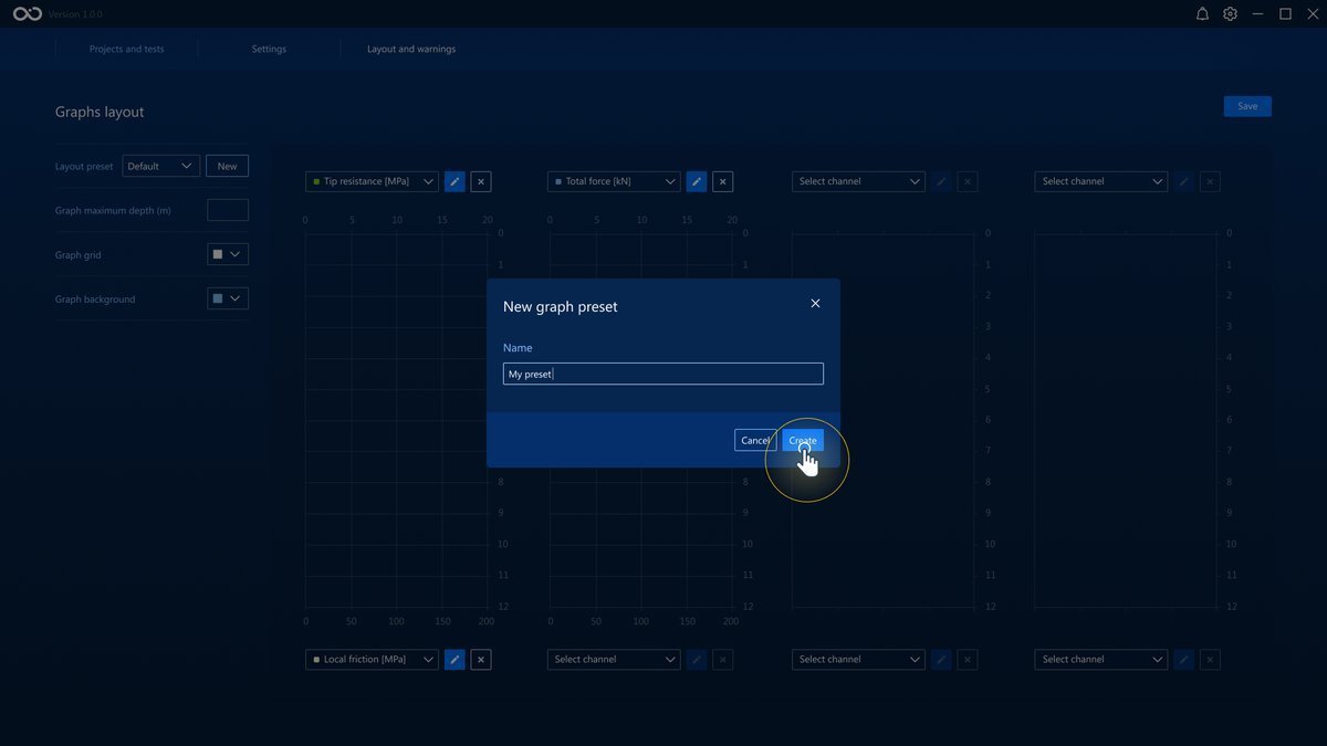The window to write the name for the new preset