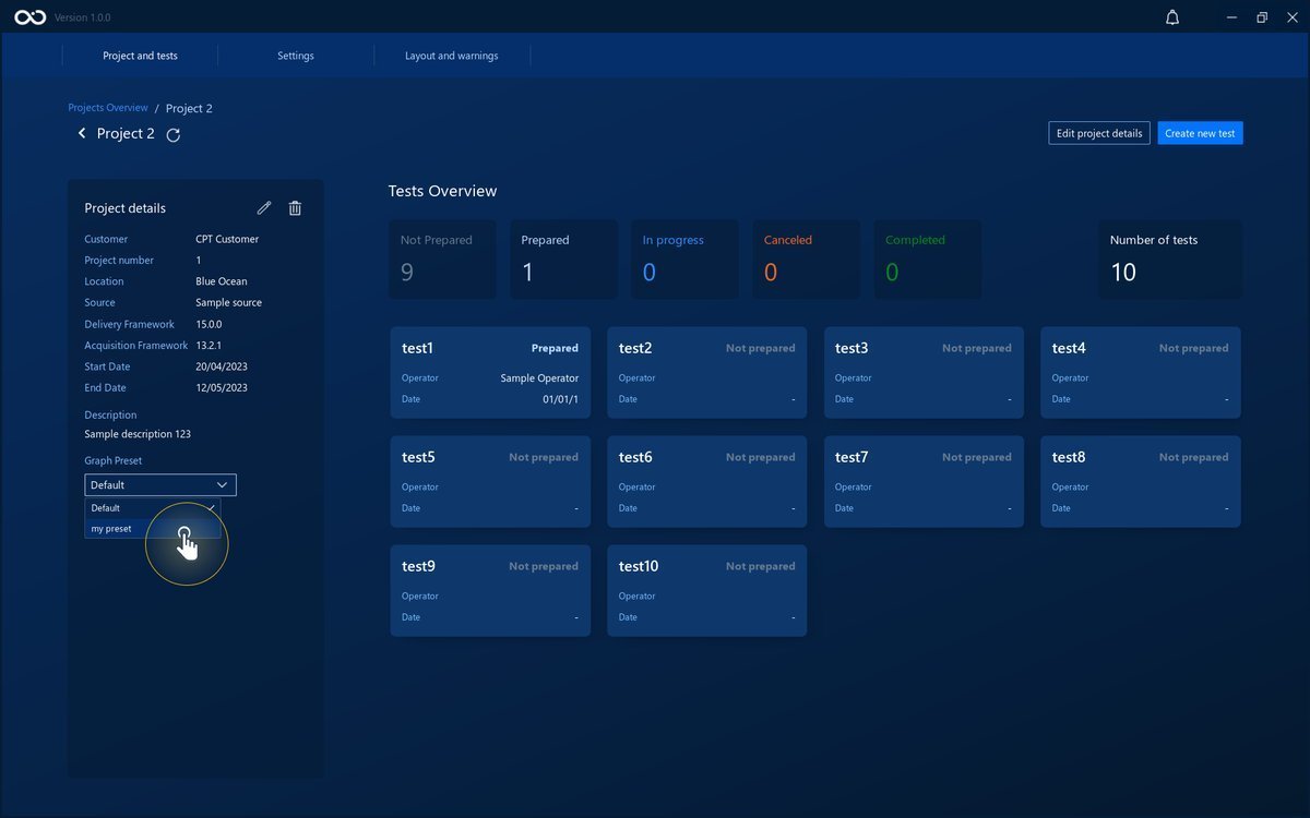 Select a preset for all tests in the project