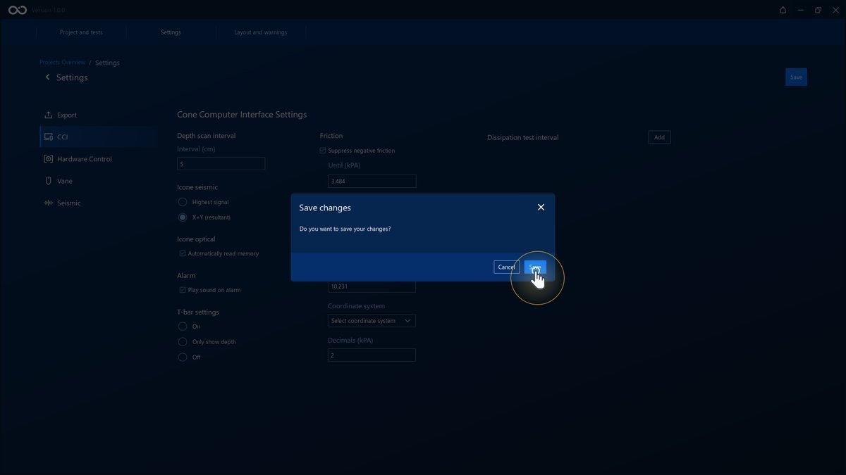 The Save Settings modal The Save Settings modal