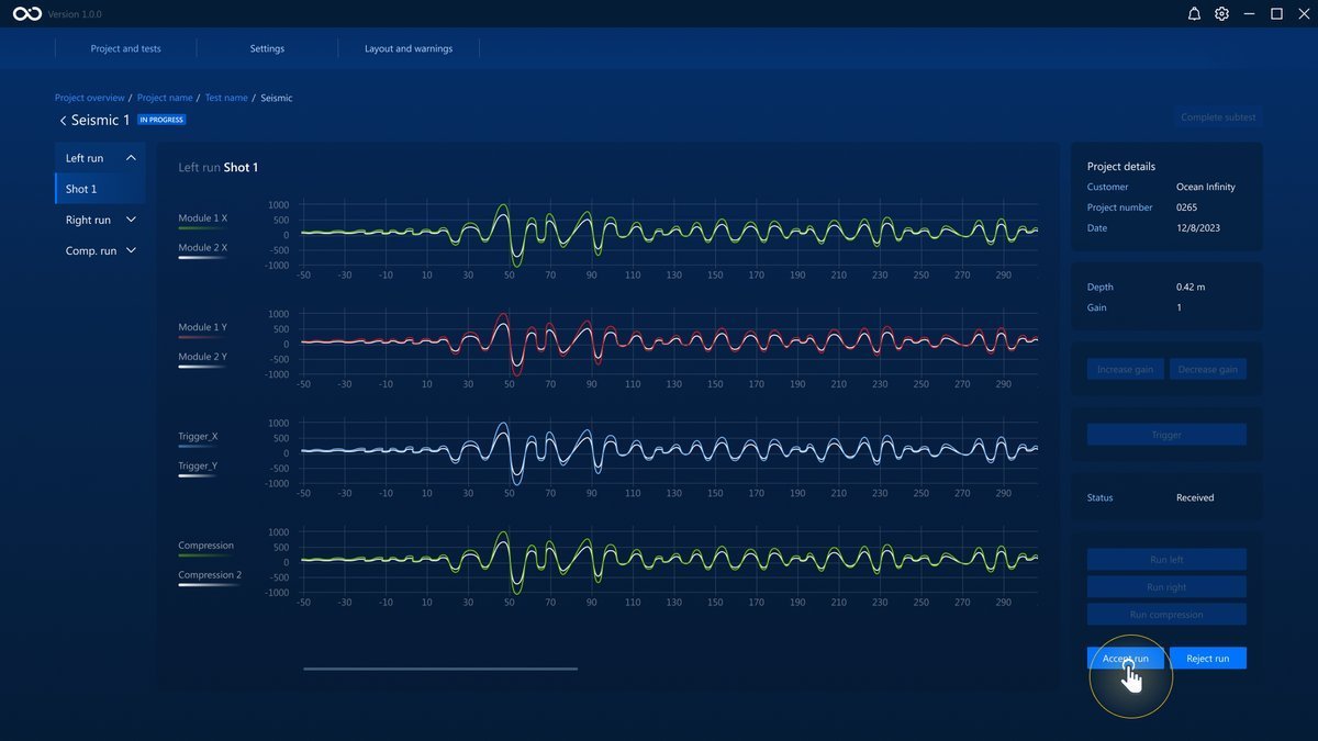 Accept a seismic subtest run
