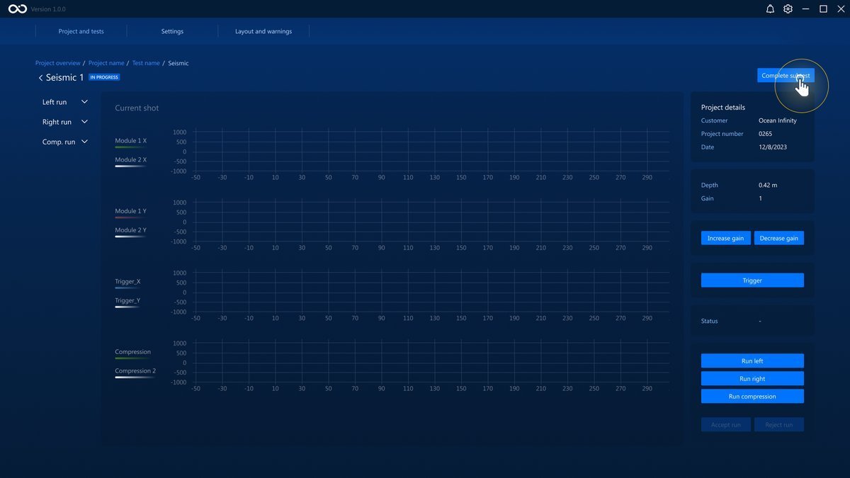 Complete a seismic subtest